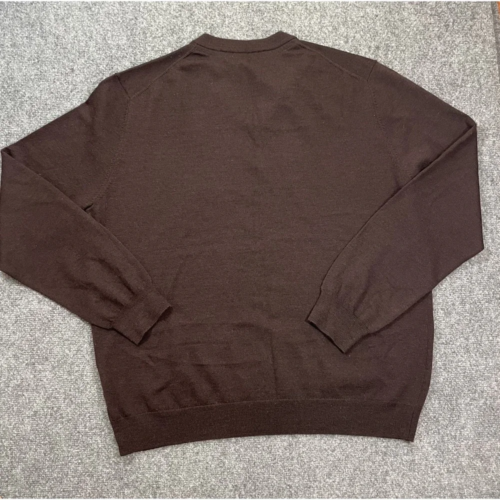 John W. Nordstrom Sweater Mens XL Brown Argyle Extra Fine Merino Wool V-Neck